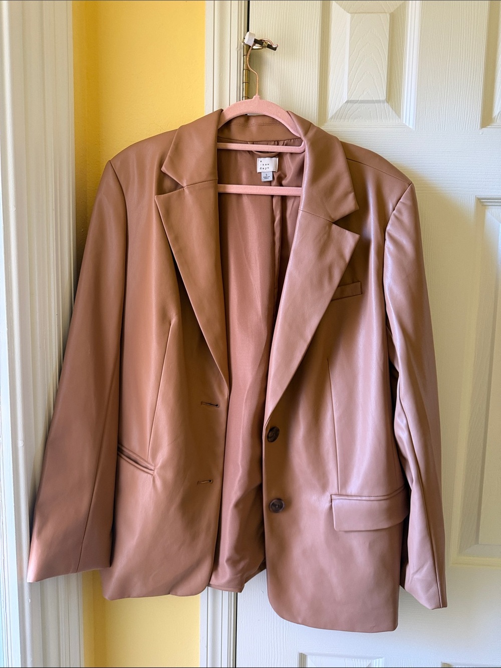 a new day Dusty Rose Faux Leather Blazer